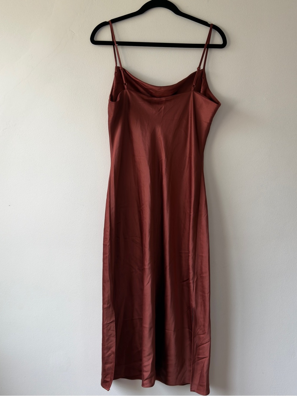 Express Satin Slip Dress in Rust - Picture 6 of 6